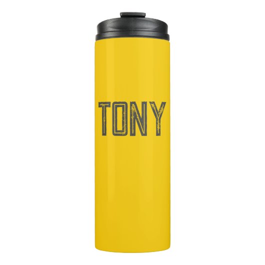 Monogramm des gelborangen Individuellen Namens mit Thermosbecher (Vorderseite)