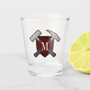 Monogramm des Geologen mit Rockhammer Schnapsglas