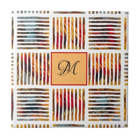 Monogramm des geometrischen Abstrakten Streifens i Fliese (Vorderseite)