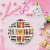 Monogramm des geometrischen Abstrakten Streifens i Pappteller (Party)