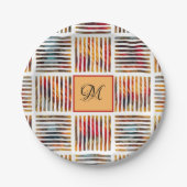Monogramm des geometrischen Abstrakten Streifens i Pappteller (Vorderseite)
