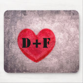 Monogramm des gestrichelten Herzens personalisiere Mousepad (Vorne)