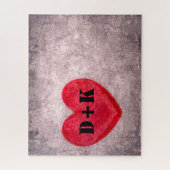 Monogramm des gestrichelten Herzens personalisiere Puzzle (Vertikal)