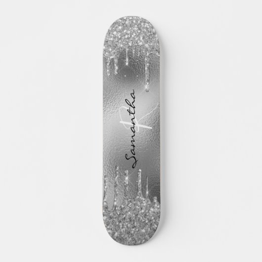 Monogramm des Glitzer für Silberfolie Skateboard (Vorne)