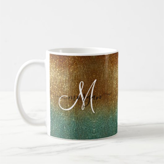 Monogramm des Glitzer Holografisches Gold Kaffeetasse (Links)