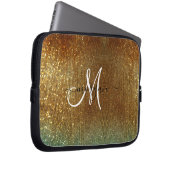 Monogramm des Glitzer Holografisches Gold Laptopschutzhülle (Vorne Rechts)