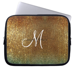 Monogramm des Glitzer Holografisches Gold Laptopschutzhülle