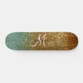 Monogramm des Glitzer Holografisches Gold Skateboard (Horizontal)