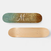 Monogramm des Glitzer Holografisches Gold Skateboard (Horizontal)