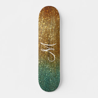 Monogramm des Glitzer Holografisches Gold Skateboard