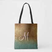 Monogramm des Glitzer Holografisches Gold Tasche (Vorderseite)
