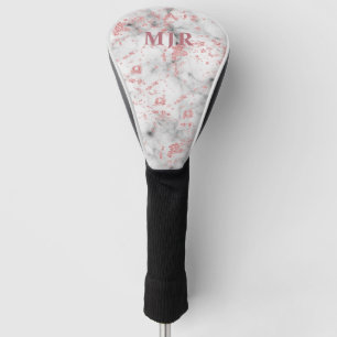 Monogramm des Glitzer-Rosen-Goldmarmor- Golf Headcover