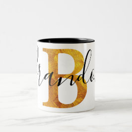Monogramm des Gold"B" mit personalisiertem Namen Zweifarbige Tasse