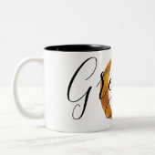 Monogramm des Gold"G" mit personalisiertem Namen Zweifarbige Tasse (Links)
