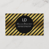 Monogramm des Gold-Glamours und Streifen Visitenkarte (Vorderseite)