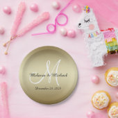 Monogramm des goldene Hochzeits-Papier-Teller-| Pappteller (Party)