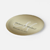Monogramm des goldene Hochzeits-Papier-Teller-| Pappteller (Schrägansicht)