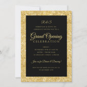 Monogramm des Grand Opening Gold Glitzer  Einladung (Vorderseite)
