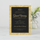 Monogramm des Grand Opening Gold Glitzer  Einladung (Stehend Vorderseite)