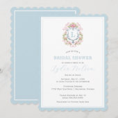 Monogramm des grandmillennialen Wappen | Bridal Einladung (Vorne/Hinten)