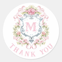 Monogramm des grandmillennialen Wappen | Bridal Runder Aufkleber