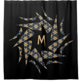 Monogramm des Grau-Gelb-Sterndreiecks Duschvorhang (Vorderseite)