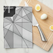 Monogramm des grauen Schwarz-weißen Mosaikdreiecks Geschirrtuch (Viertel Falte)