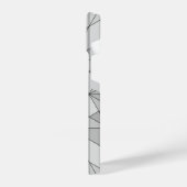 Monogramm des grauen Schwarz-weißen Mosaikdreiecks iPhone Hülle (Linke Seite)