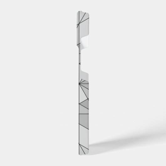 Monogramm des grauen Schwarz-weißen Mosaikdreiecks iPhone Hülle (Linke Seite)