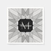 Monogramm des grauen Schwarz-weißen Mosaikdreiecks Serviette (Vorderseite)