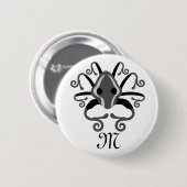 Monogramm des grauen Tintenfischs Button (Vorne & Hinten)