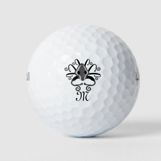 Monogramm des grauen Tintenfischs Golfball (Vorderseite)