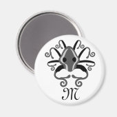 Monogramm des grauen Tintenfischs Magnet (Vorderseite/Rückseite)
