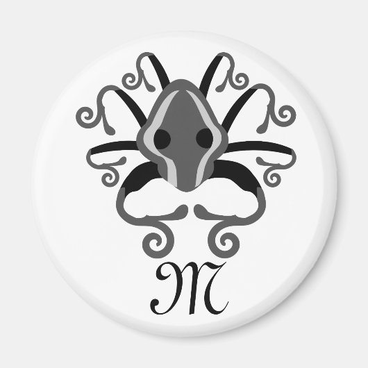 Monogramm des grauen Tintenfischs Magnet (Vorne)