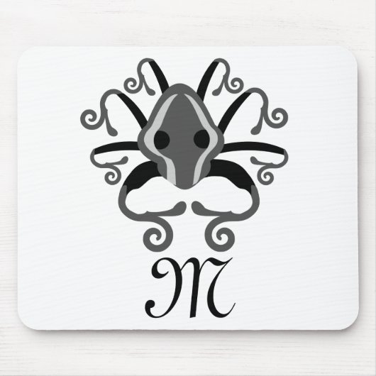 Monogramm des grauen Tintenfischs Mousepad (Vorne)