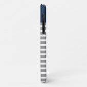 Monogramm des grauen und Navy Striping Musters Case-Mate iPhone Hülle (Hinten/Links)