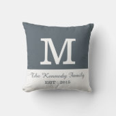 Monogramm des grauweißen Farbblocks Kissen (Vorderseite)
