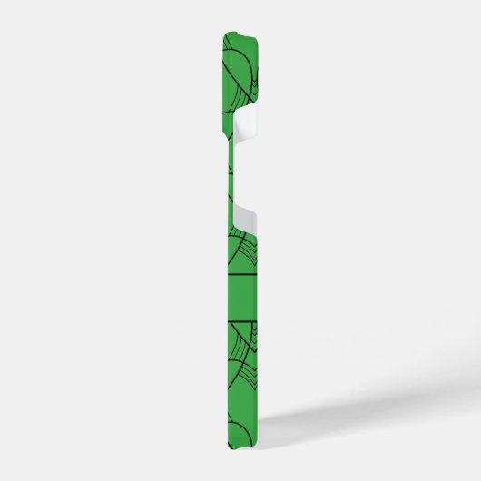 Monogramm des grünen Herzmusters und Name Custom iPhone Hülle (Linke Seite)