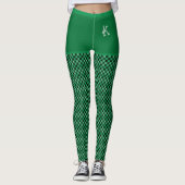 Monogramm des grünen schwarzen Prüfmusters, indivi Leggings (Vorderseite)