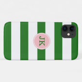 Monogramm des grünen und rosa Streifen Case-Mate iPhone Hülle (Rückseite (Horizontal))