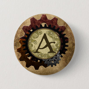 Monogramm des Grunge-Steampunk-Gebers Button