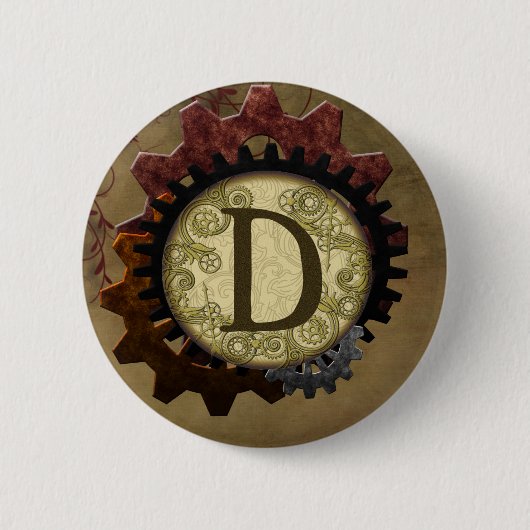 Monogramm des Grunge-Steampunk-Gebers Button (Vorderseite)