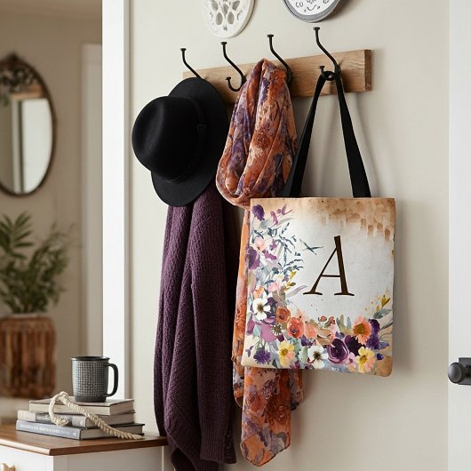 Monogramm des Herbstes mit Aquarellfarben Tasche