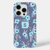 Monogramm des hübschen blauen Blooms/Anfangsbuchst Case-Mate iPhone Hülle (Rückseite)