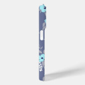 Monogramm des hübschen blauen Blooms/Anfangsbuchst Case-Mate iPhone Hülle (Rückseite / Rechts)