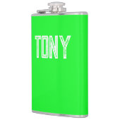 Monogramm des Individuellen Namens mit grünem Neon Flachmann (Links)