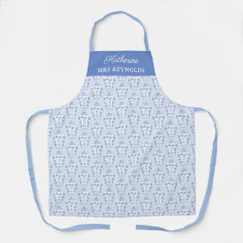 Monogramm des Jarons mit weißem Ingwer-Blau Schürze