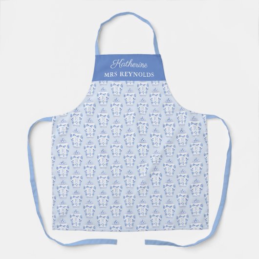 Monogramm des Jarons mit weißem Ingwer-Blau Schürze (Vorderseite)