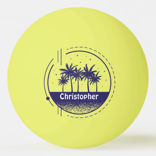 Monogramm des kalifornischen Palm Tree-Logos Tischtennisball (Vorderseite)