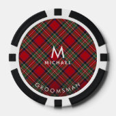 Monogramm des karierten Rotgrünen Tartan-Trauzeuge Pokerchips (Vorderseite)